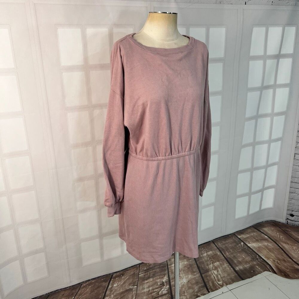 Nine West Pink Knitted Boat Neck Long Sleeve Tunic Pullover Sweater Dress XL - Picture 2 of 10
